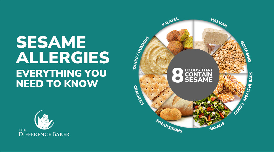 8 foods that contain sesame include: falafel, halvah, gomashio, cereal bars, salads, breads, and crackers.